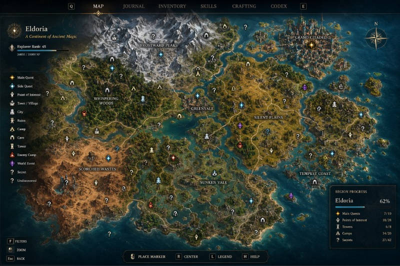 Open World Game Map